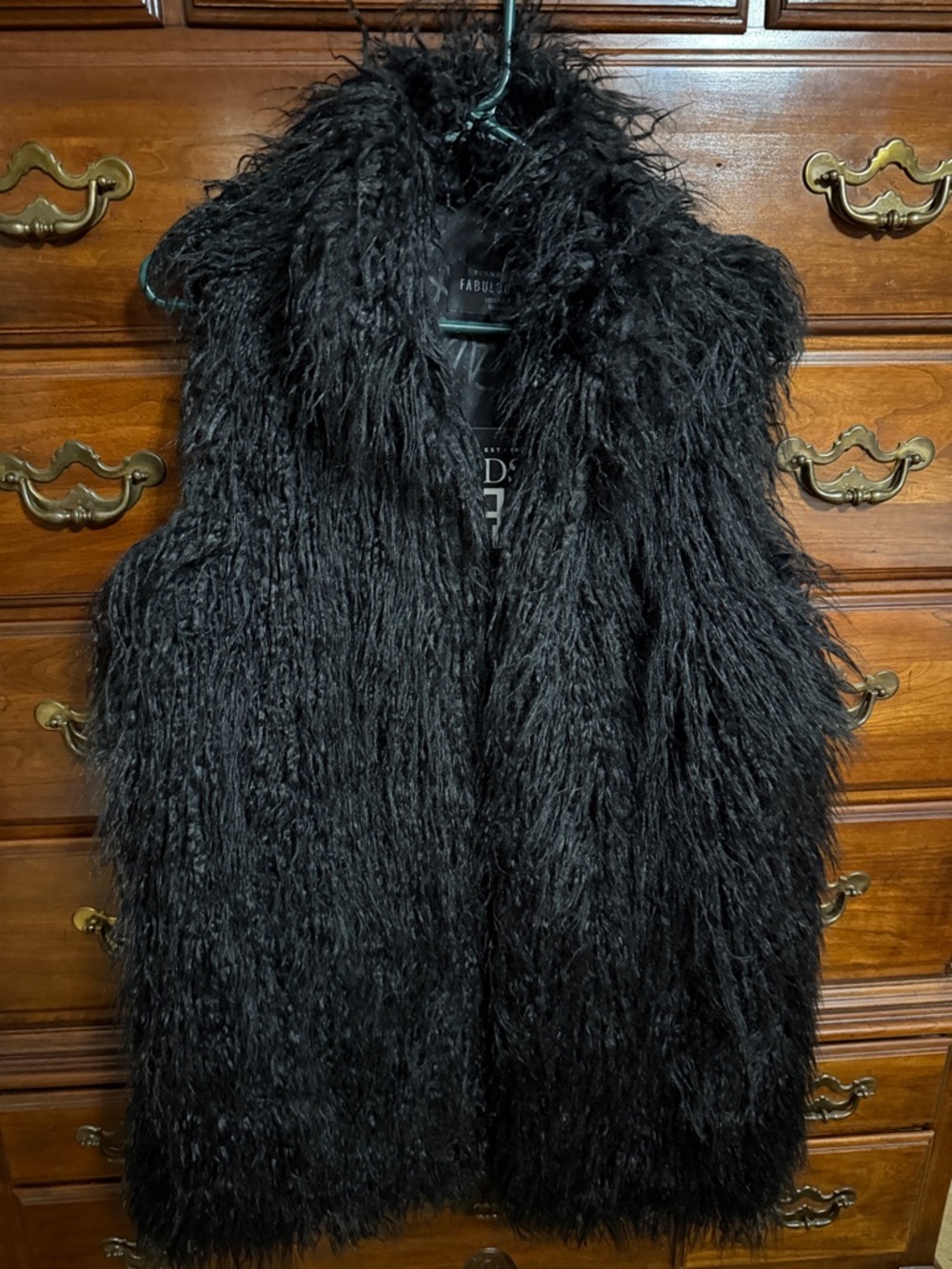 Fabulous Furs Black Faux Fur Vest
